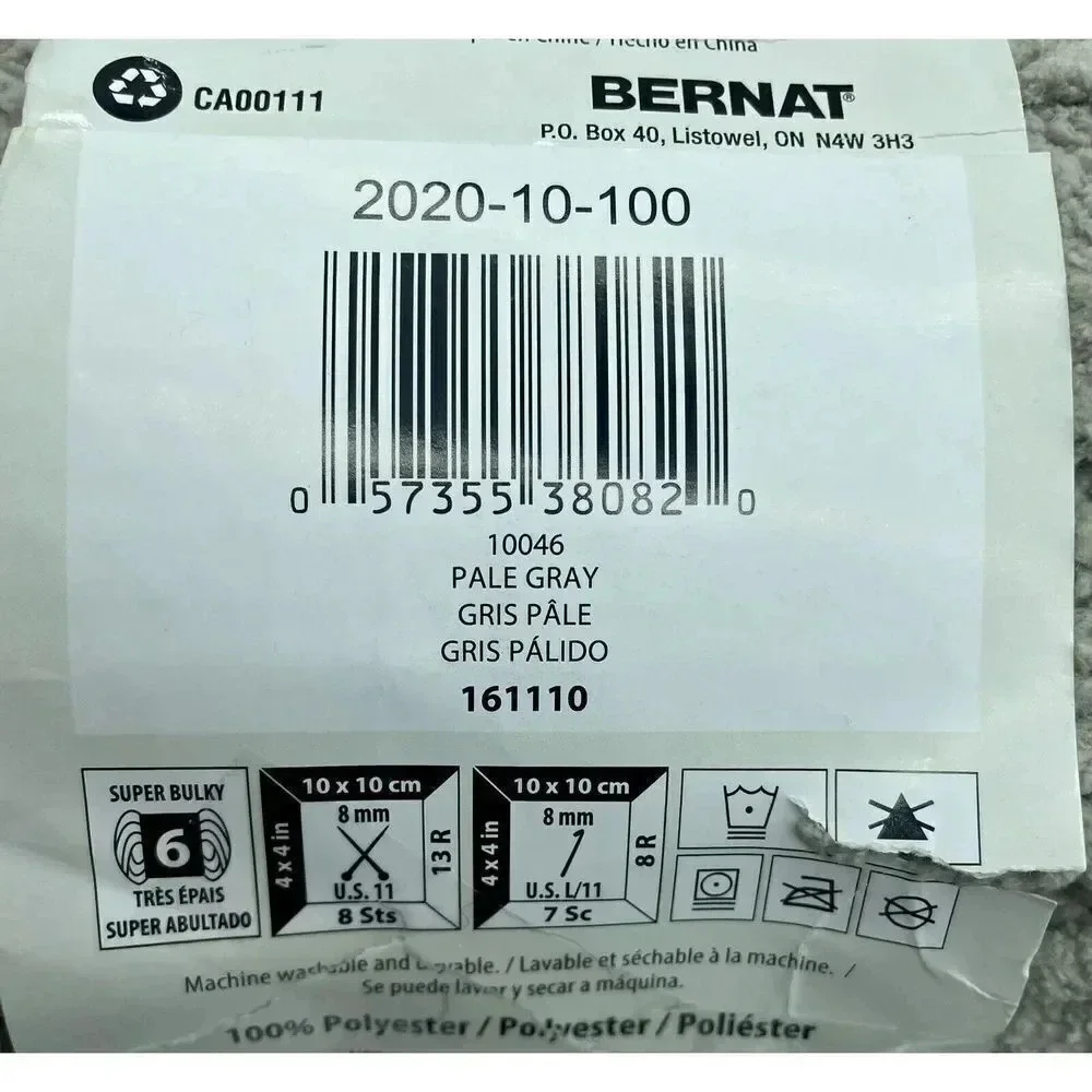 Bernat Blanket Big Ball‎ Yarn-Pale Grey, 161110-10046